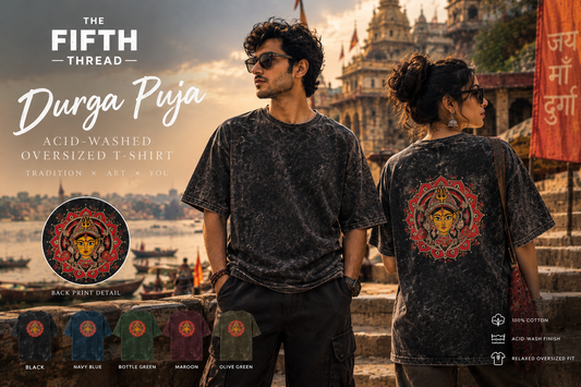 Durga Puja Acid-Washed Oversized T-Shirt | The Fifth Thread